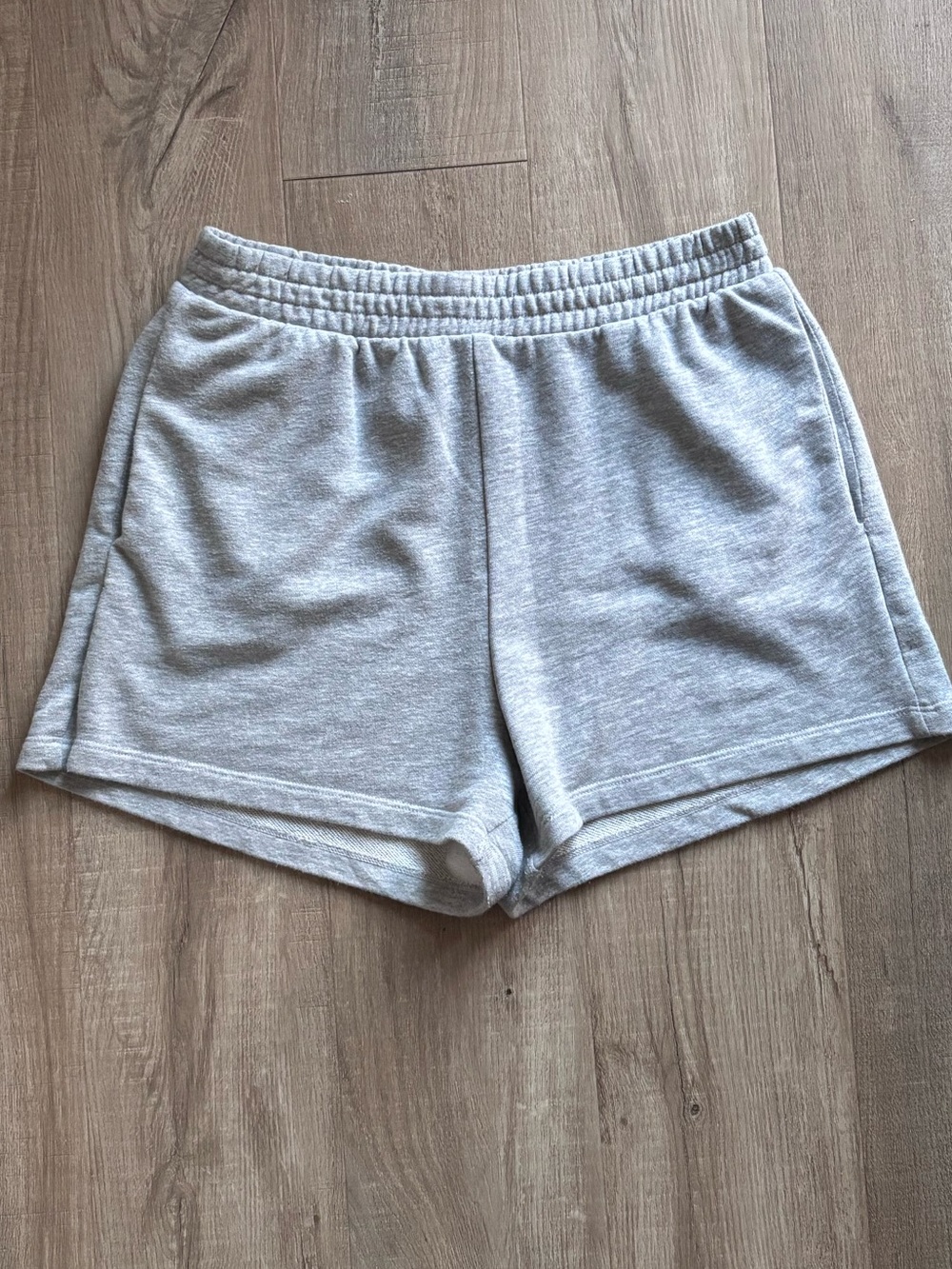 H&M Gray High Waist Shorts with Elastic Waistband and Pockets